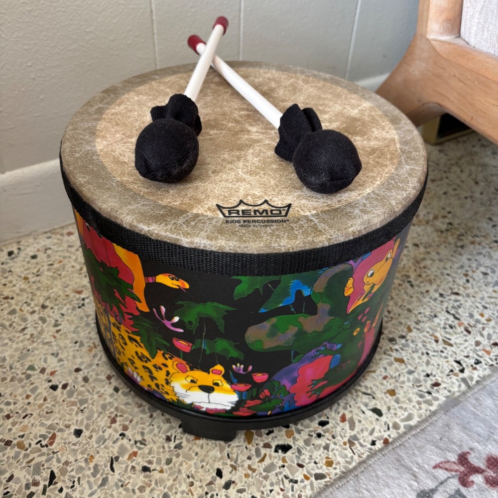 Remo Floor Tom Drum Kids Unisex Multicolor Excellent Rainforest Mallets